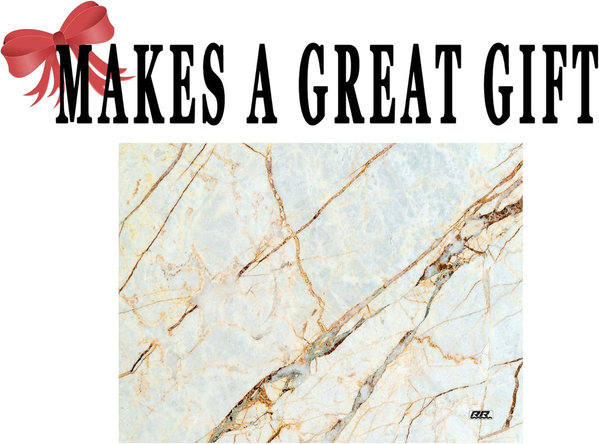 Rogue River Tactical White Brown Marbled Stone Pattern Textured Marble Art Kitchen Glass Cutting Board Modern Decorative Gift Abstract Wavy Contrast