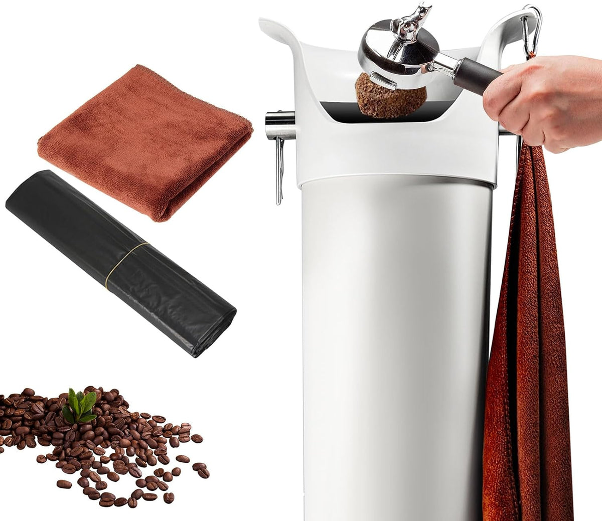 Knock Box for Espresso Grounds, Commercial Floor Standing Barista Style Absorbent Knockbox with Removable Non-Slip Base