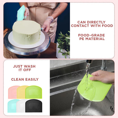 24 Pcs Plastic Dough Scraper Set Multipurpose Bench Cake Cutter Flexible Scraper Spatula for Cake Bread Pizza Food Pastry Icing Kitchen Baking Tool