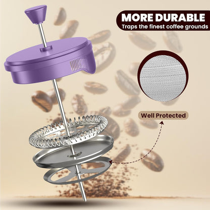 Utopia Kitchen 12 Ounce 0.35 Liter French Press Coffee Maker, Tea Maker, Travel Coffee Presses, Heat Resistant Thickened Borosilicate Coffee Pot for Camping Travel Gifts, Plum Pack of 1
