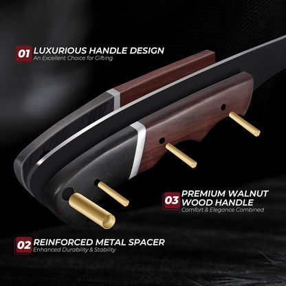 Boning Knife 7 inch - Brisket Trimming Knives for Meat Cutting, Black Butcher Slicing Knives with Full Tang Handle