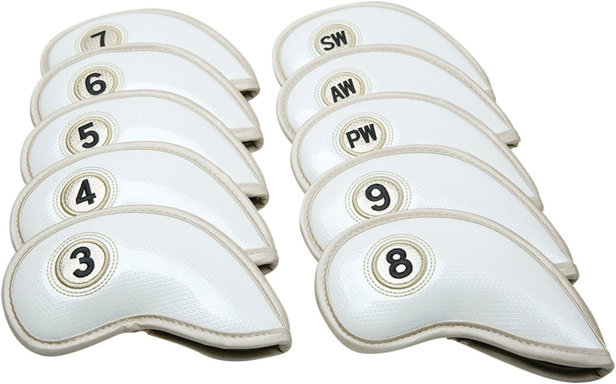 HISTAR 10pcs Crystal Pu Leather Golf Iron Head Covers Set Iron Club Headcover
