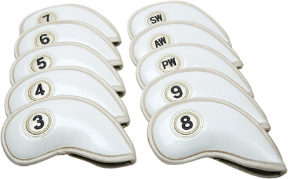 HISTAR 10pcs Crystal Pu Leather Golf Iron Head Covers Set Iron Club Headcover
