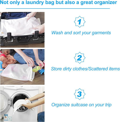GOGOODA Delicates Laundry Bags, Fine Mesh Wash Bag for Lingerie, Underwear, Bra, Silk, Socks with Hanging Loop