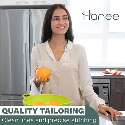HANEE Cotton Aprons for Women and Men | Cross-Back Apron with Pockets