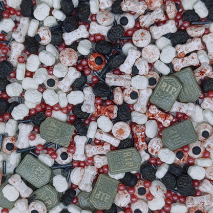 Halloween Sprinkles Gravestones &amp; Bones &amp; Eyes &amp; Skull Topper Edible Themed Sprinkles For Cookie Decorating, Chocolate Desserts, Cupcakes, Ice Cream 4.58OZ