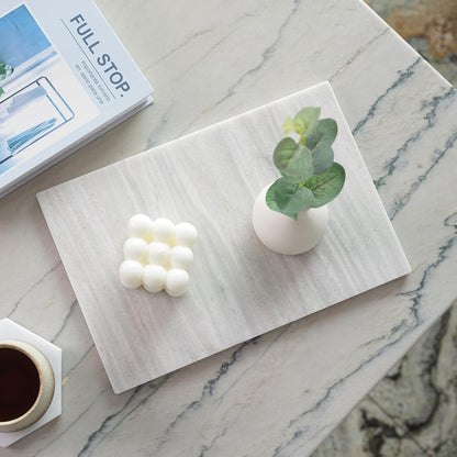 Koville Natural Marble Cutting Board for Kitchen Countertop, 12" x 8" Pastry Bread Macaron Display Board, Real Stone Slab Marble Cheese Boards