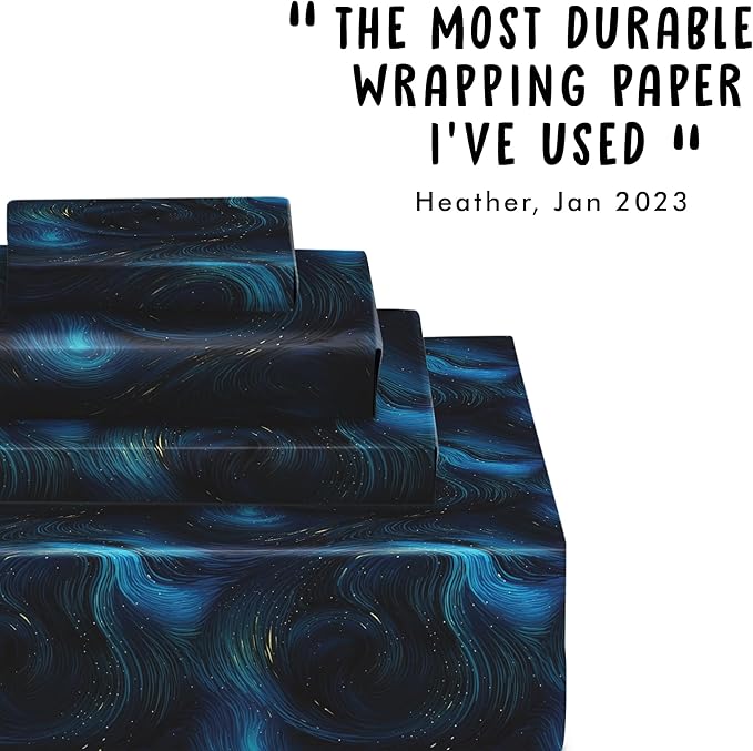 CENTRAL 23 Blue And Black Wrapping Paper - 6 Sheets Of Gift Wrap With Tags - Stormy Sky And Waves - Gift Wrapping Paper For Men Women Kids - Comes With Stickers