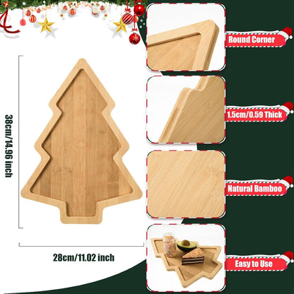 AWIZOM Christmas Tree Charcuterie Board 15x11Inch Wood Serving Tray Platter