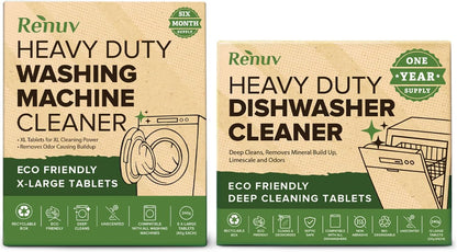 Renuv Dishwasher + Washing Machine Cleaner Bundle – Heavy Duty Deep Cleaning, Descaling & Deodorizing