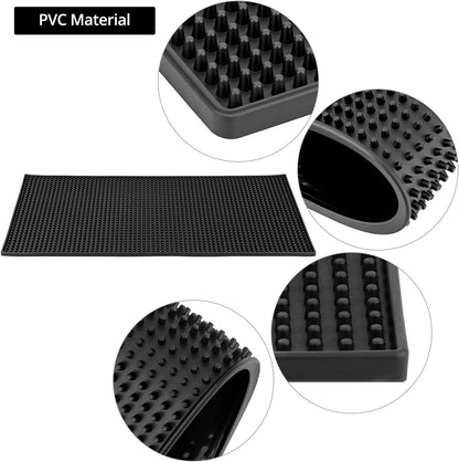 Qwork Rubber Bar Mat, 2 Pack 24" x 12" Heavy-Duty Non-Slip Bar Mat, Extra Large Dish Drying Spill Matting for KTV Bar Glass Home