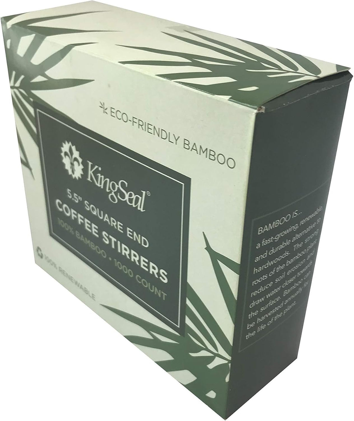 1000 Count, KingSeal Bamboo Coffee Stir Sticks, 5.5 inches, Square End, Stronger and Thicker Than Standard Wood, 100% Renewable and Biodegradable