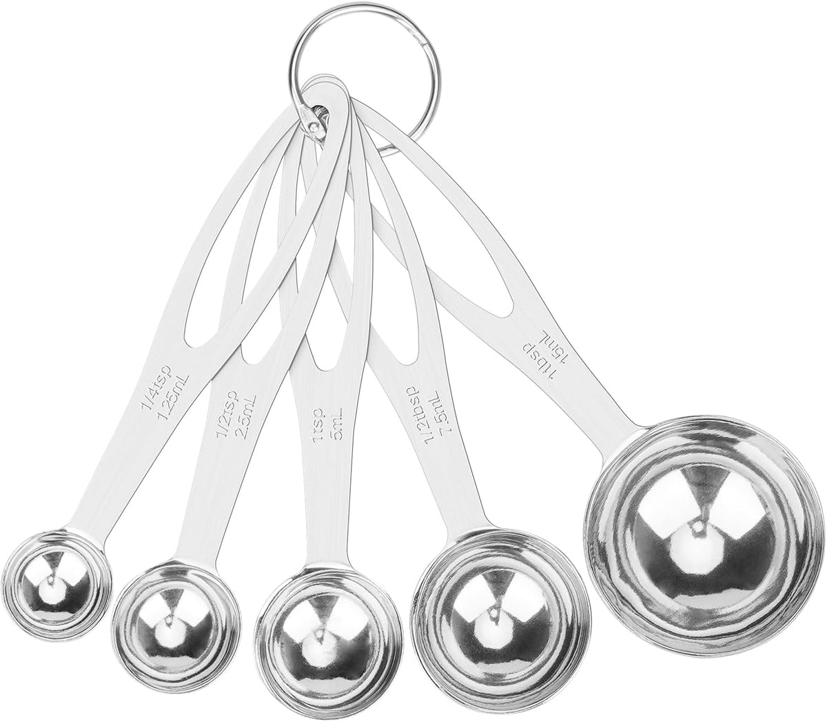 5pcs Measuring Spoon Set, Heavy Duty Stainless Steel Measuring Cups for Cooking Baking, Tablespoon Teaspoon for Dry or Liquid Ingredients