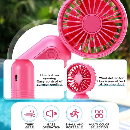 Rossesay 12 Pack Mini Portable Handheld Fan Bulk for Travel 3 Speeds, Rechargeable USB Battery Operated, Small Personal Eyelash Fans for Women Men Indoor Outdoor(Rose Red)