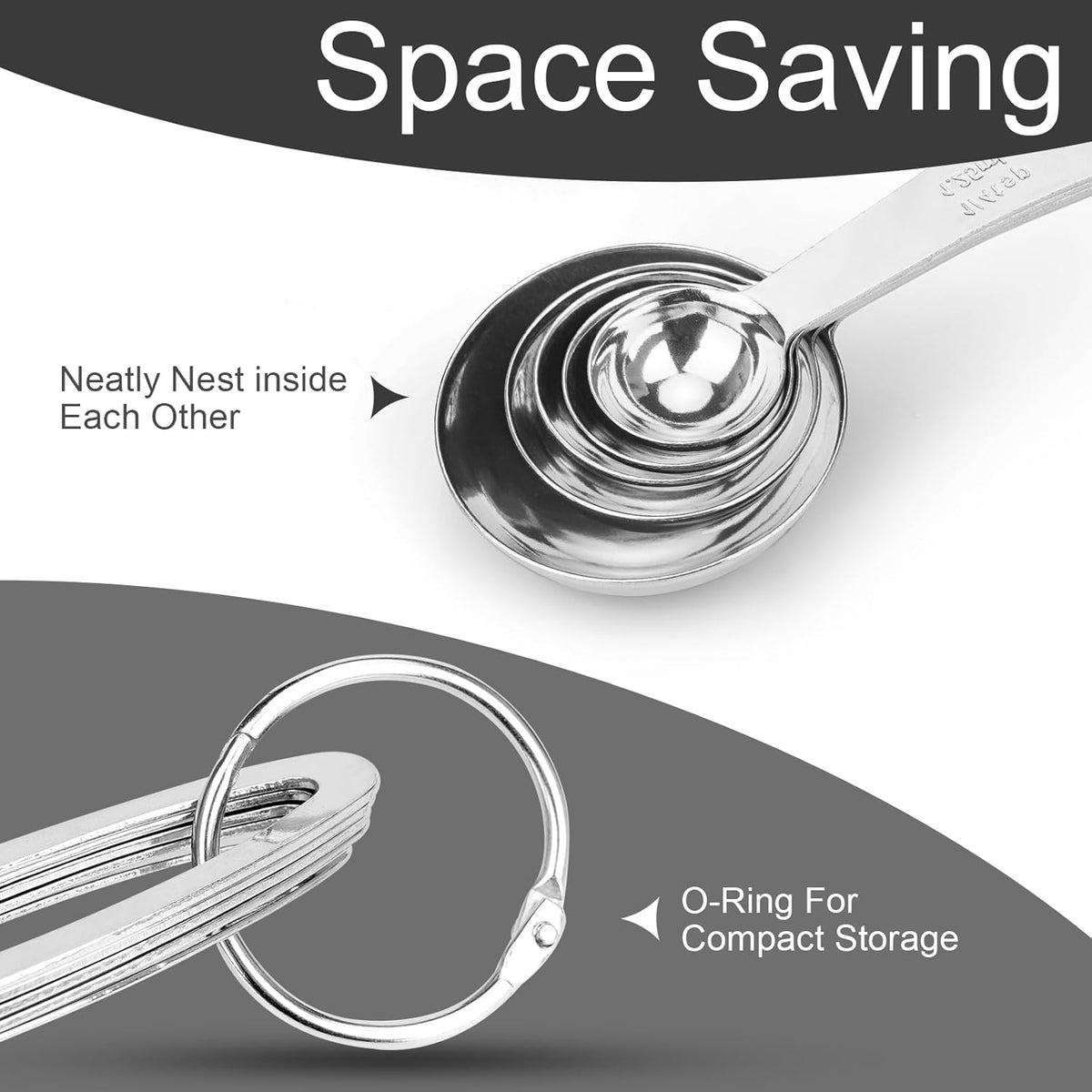5pcs Measuring Spoon Set, Heavy Duty Stainless Steel Measuring Cups for Cooking Baking, Tablespoon Teaspoon for Dry or Liquid Ingredients
