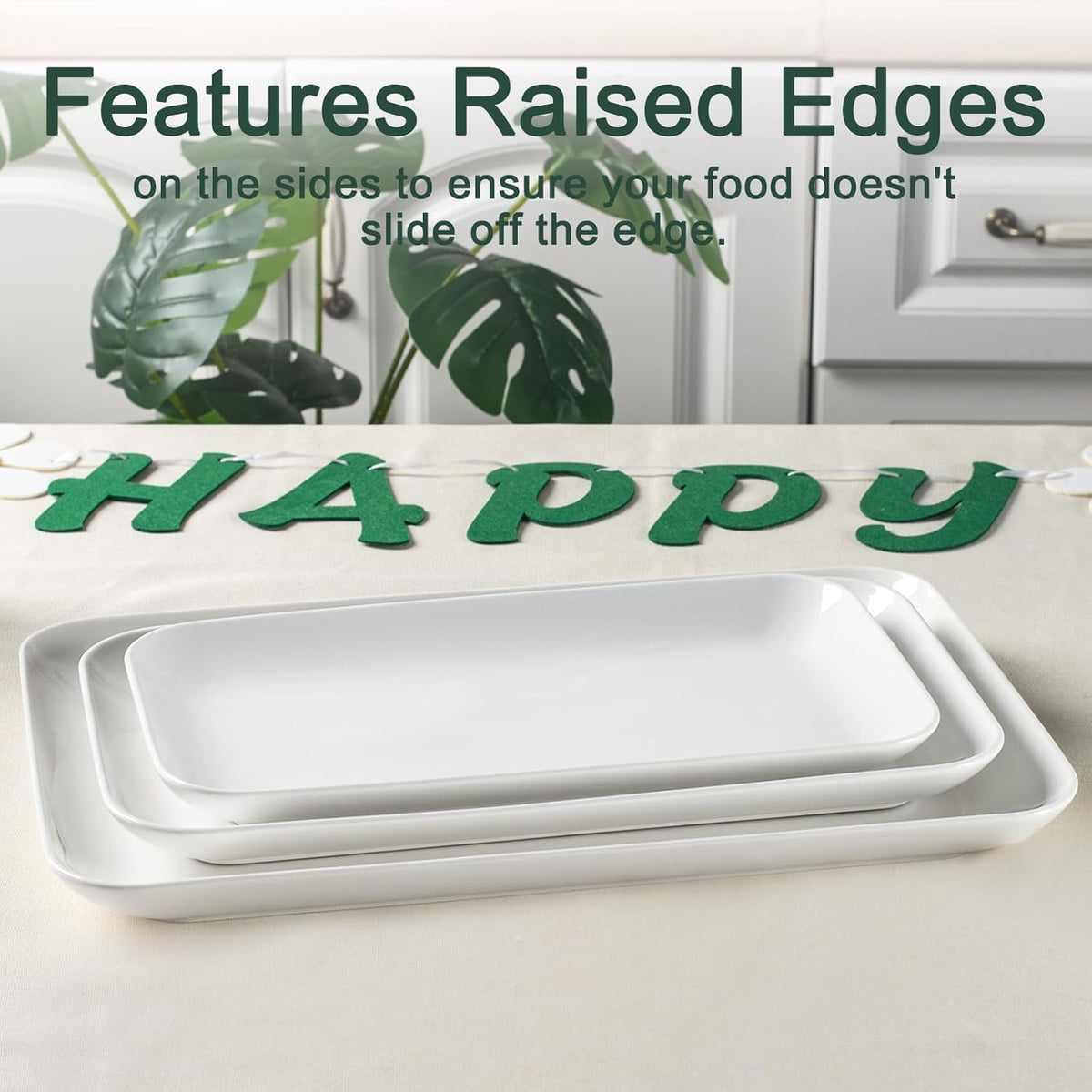 Delling Serving Platter, 18/16/14inch Large Serving Tray, Serving Platters for Snacks, Fruit, Turkey, Dessert