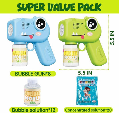 8-Pack Bubble Gun,Automatic Dinosaur Bubble Machine Blower for Kids Summer Indoor Outdoor Toys Birthday Wedding Party Gift