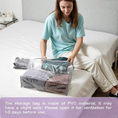 5 Pack Clear Storage Bags for Clothes, 22L Blanket Storage Bags, Under Bed Storage, Closet Organizers Bag, Upgraded Version Two-Way Zippers Design(Grey)
