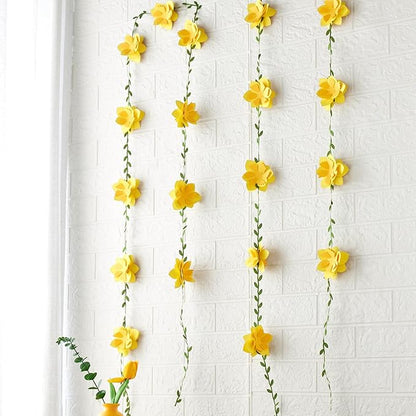 Wildflower Party Decorations 3D Narcissus Flower Garland (2PCS) Yellow Flower Garland Daffodil Decor for Wedding Graduations Easter Baby Shower Party Arch Garden Background