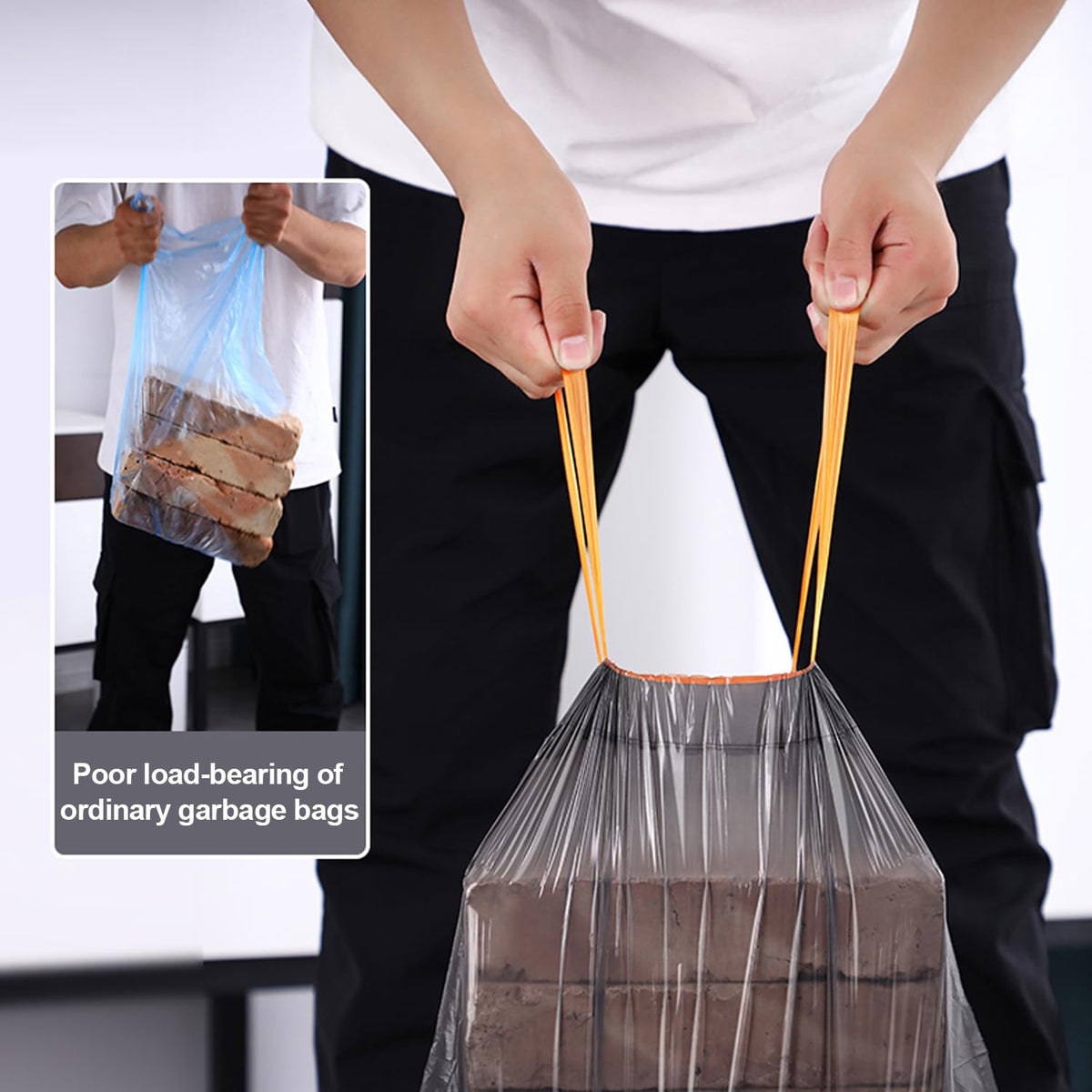 JOYBOS 4 Gallon Drawstring Garbage Bags Wastebasket Bin Liners - kitchen Compostable Bags 75 Count Plastic Trash Bags Unscented Small Bag for Bathroom, Living, Bedroom
