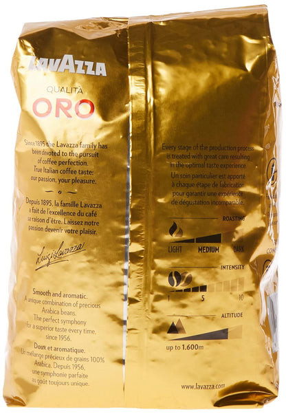 Lavazza Qualità Oro Whole Bean Coffee, Medium Roast, 100% Arabica, 2.2 lb Bag (Pack of 6)