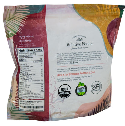 Relative Foods Organic Amaranth Flour – Gluten-Free, High Protein Organic Millet Flour – Amaranth Powder Ideal for Baking, Thickening, Flatbreads & More – 5lb Bag