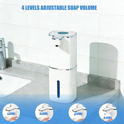 Automatic Soap Dispenser Liquid Touchless,Wall USB Rechargeable 4-Level Adjustable,Large Capacity 14.2oz/420mL Smart Hand Soap Dispenser for Kitchen Bathroom Kids Family