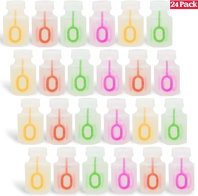 JOYIN 24 Pcs Mini Bubble Wands Assortment Party Favors Toys for Kids Child, Summer Gifts Bubbles Fun Toys,Wedding, Bath Time,Summer Outdoor Gifts for Girls Boys