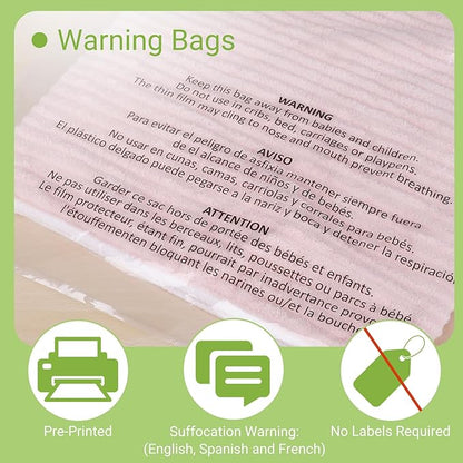 100 Count 24x30 Inch Self Seal Clear Poly Bags with Suffocation Warning for Packaging, Shipping & FBA with Permanent Adhesive (1.5mil)