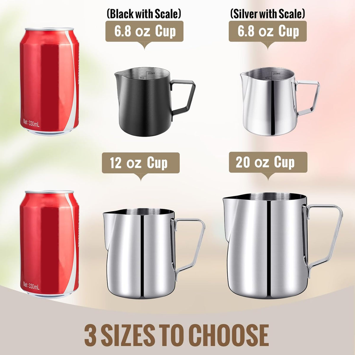 Hulisen 6.8oz/200ml Milk Pitcher, Stainless Steel Espresso Latte Steaming Frothing Pitcher, Coffee Milk Frother Maker, Pour Cup