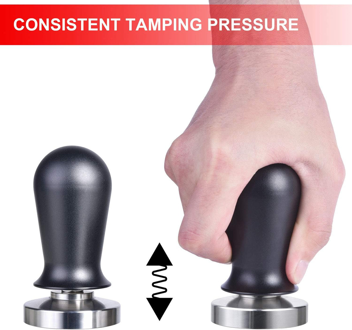 MATOW 53mm Spring Loaded Calibrated Espresso Tamper Fits 54mm Portafilters