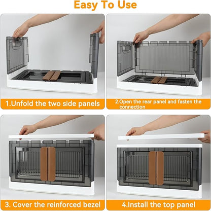Storage Bin, Cabinet with Lids, 8.4 Gallon Capacity, With Double Door and Lock, Foldable, Plastic, Underbed or Countertop Use, Home Organizer