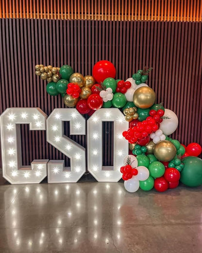 Red and Green Balloons, 60Pcs Dark Green Red Gold White Balloons for Merry Christmas Theme Birthday Party Backdrops Decorations
