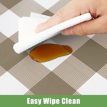 Smiry 3 Pack Khaki Gingham Disposable Tablecloths - 54" x 132" Heavy Duty Plastic Table Cloth, Waterproof Buffalo Plaid Table Covers for Picnic, Banquets, Outdoor Parties