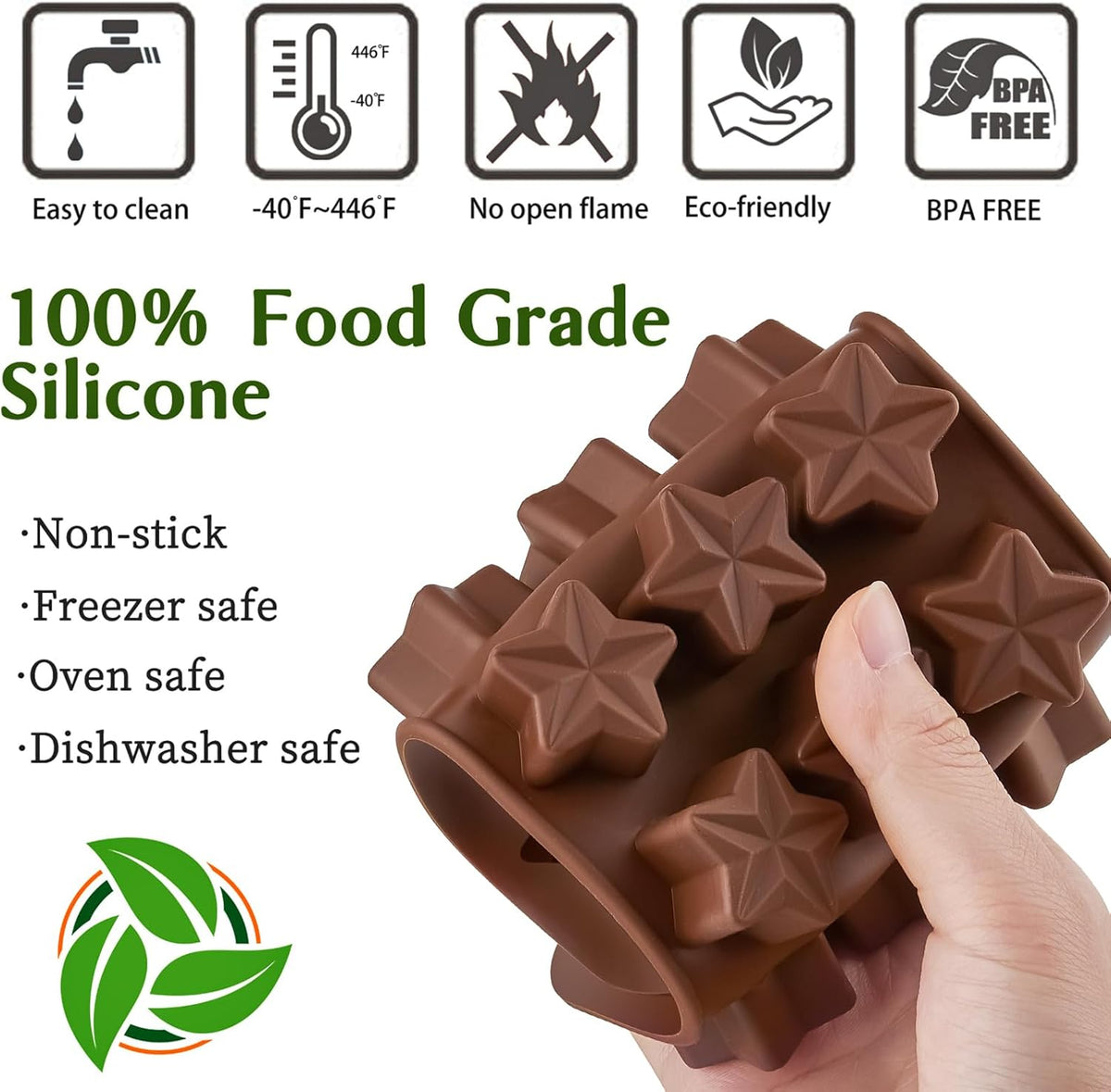 Joersh 5PCS Silicone Chocolate Molds for Candy, Fat Bombs Snacks & Truffles, 9 Shapes 93 Cavities Candle Soap Wax Melts Mold (Square, Round, Heart