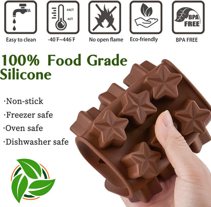 Joersh 5PCS Silicone Chocolate Molds for Candy, Fat Bombs Snacks & Truffles, 9 Shapes 93 Cavities Candle Soap Wax Melts Mold (Square, Round, Heart