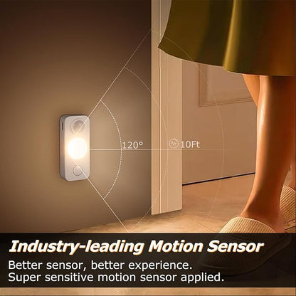 NIEGNOWOO LED Motion Sensor Puck Lights, Rechargeable Cabinet Lights, Stick on Wireless LED Night Light for Closet, Drawer, Shelf, Under Cabinet, Warm White 4Pack, USB Charging Cord Included