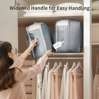 Comforter Storage Bag 66 L - 3 Pack Blanket Storage Organizer Compression Bags, Large Capacity Ultra Space Saving Self Organize for Bedding, Pillow, Duvet, Sheet Storage with Zipper Window