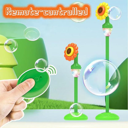 Bubble Machine for Kids - Bubble Maker with Lights and Music Automatic Bubble Stand Machine for Parties Birthday Wedding Toddlers Kid Summer Outdoor Toys (Yellow Flower)
