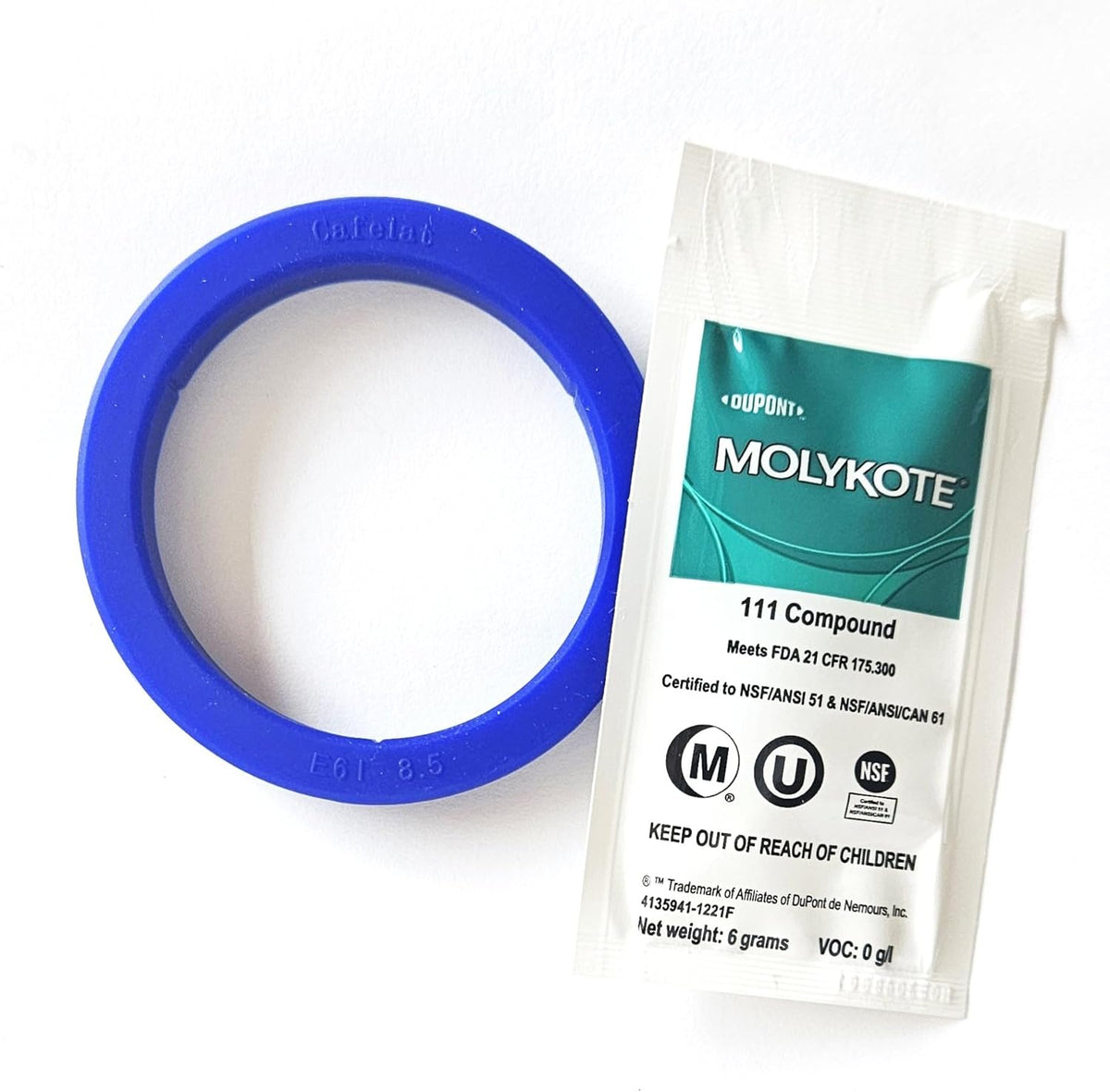 Gasket made for Gaggia Classic Espresso Machine. Cafelat Gasket 8.5mm and 111 Grease.