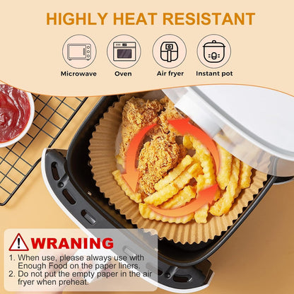 400Pcs Air Fryer Paper Liners Disposable, 8 Inch Max Xl Large Cooker Air Fryer Disposable Paper Liners, Oil Proof Parchment Sheets Round Basket Bowl Liner for Baking Cooking Food