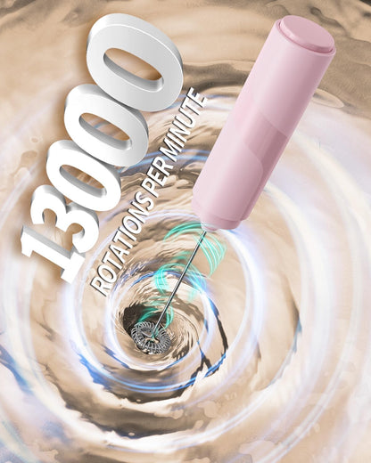 CIRCLE JOY Portable Milk Frother Hanheld, Battery Operated Electric Coffee Frother Wand Drink Mixer for Matcha Lattes Cappuccino, Kitchen Gifts, Pink