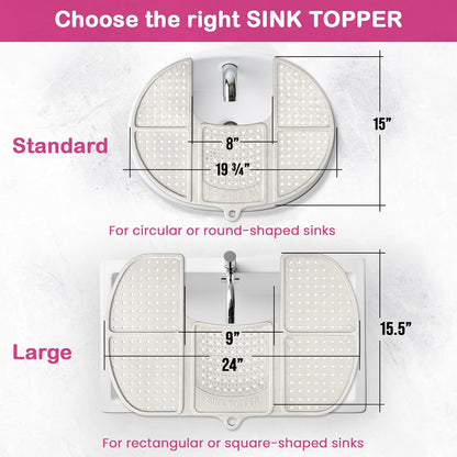 Sink Topper Bathroom Counter Cover & Storage Saver, Foldable Silicone Mat for Hot Tools, Hair Styling & Makeup, Beauty Brush Cleaning Mat, RV Camper Sink Cover & for Small Spaces (Standard Green)