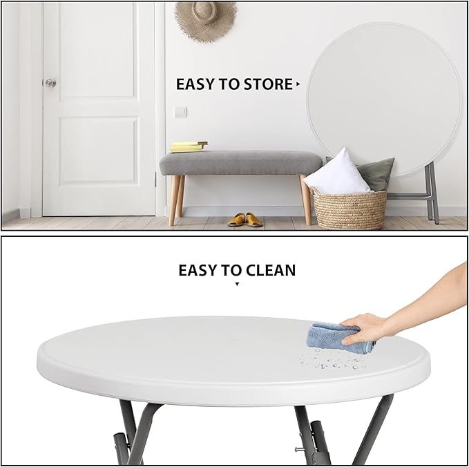 SUPER DEAL 32in Cocktail Table, Indoor Outdoor Portable High Top Table, Plastic Round Bar Height Folding Table for Party Wedding Event, White