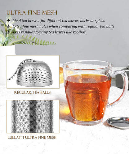 Tea Infuser (1 Pack), Extra Fine Mesh Loose Leaf Tea Steeper with Diamond Pattern & Extended Long Chain