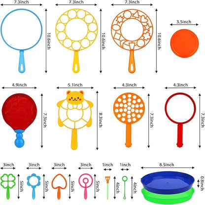 Roberly 17 PCS Big Bubble Wands Toys Set, Tray, Soft Racket, Bulk Funny Bubbles Making Toys for Kids Summer Outdoor Activities Game Birthday Party Favors