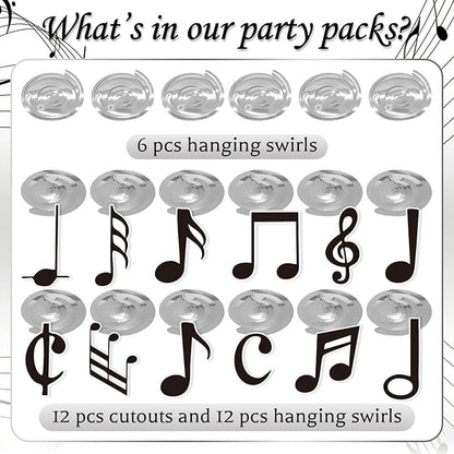 Musical Note Hanging Swirls - 30PCS Music Themed Party Decorations Musical Note Ceiling Streamers for Music Birthday Party Baby Shower Decor Supplies