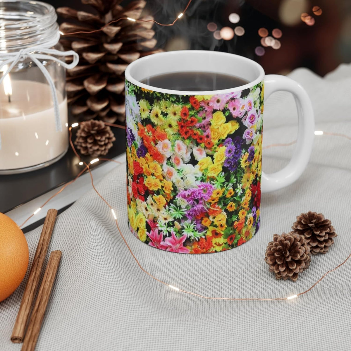 11 OZ Novelty Coffee Mugs - Christmas Gift (Floral Design Mug)