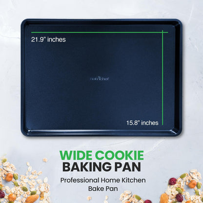 NutriChef Extra Large Nonstick Cookie Sheet Baking Pan, XL Size 22 Inch x 16 Inch, Premium Carbon Steel Oven Baking Sheet for Cookies, Jelly Rolls