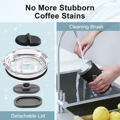 20 oz Coffee Tumbler - Insulated Stainless Steel Travel Mug for Hot/Cold, Spill Proof with BPA-Free Detachable Lid, Coffee Cup Fits Most Car holder
